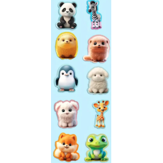 Animal 3D Cartoon Stickers - Pack of 10's Assorted